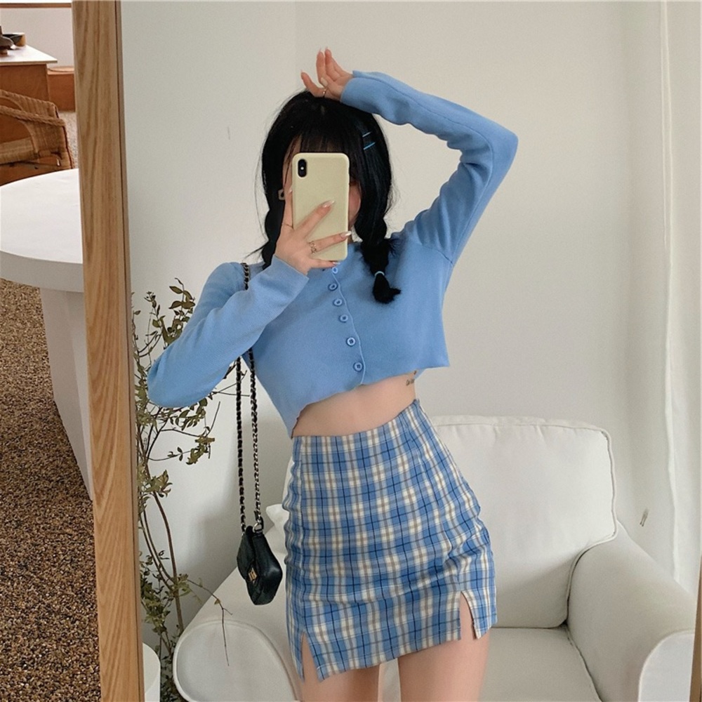 NWOT Vintage Blue Plaid A-line Skirt